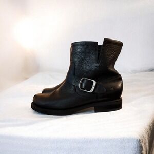FRYE "Veronica Flex Bootie" Women's Black Oiled Leather Waterproof Boots